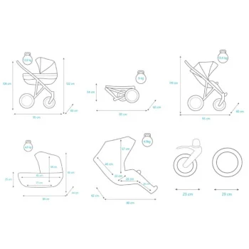 Kunert kolica za bebe 2u1 set Mila crni ram 23-1 Kunert kolica za bebe 2u1 set Mila crni ram 23-1